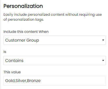 Personalization widget settings