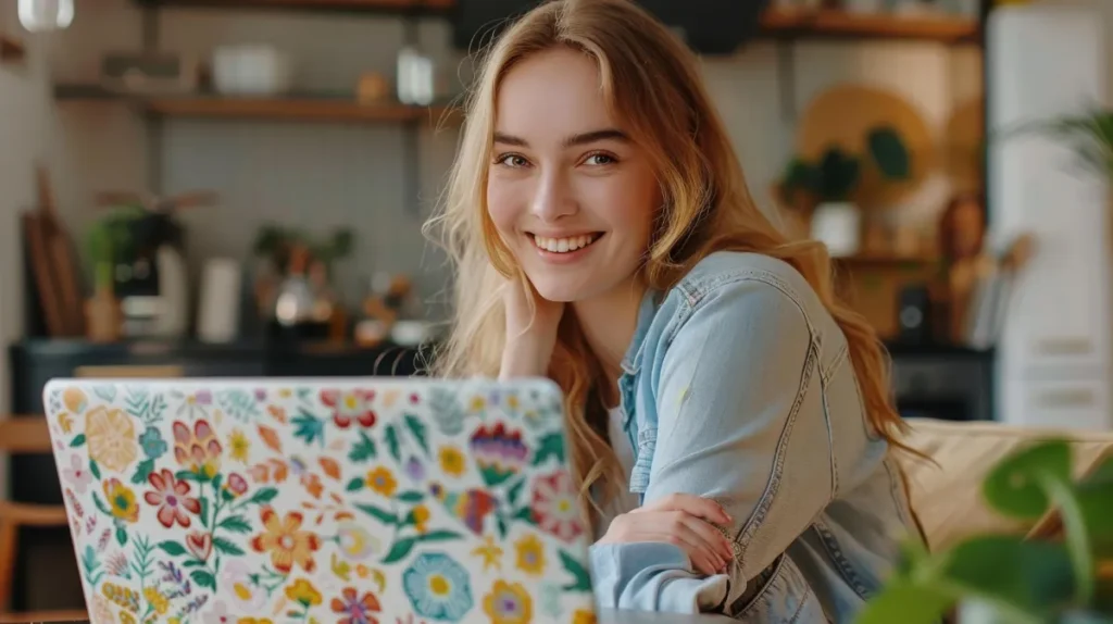 girl with laptop showing the personalization that ai can provide