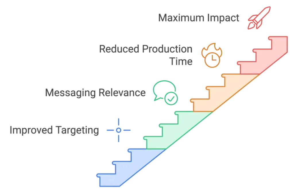 a graphic showing enhanced roi by using chat gpt to market. It shows a stair step approach