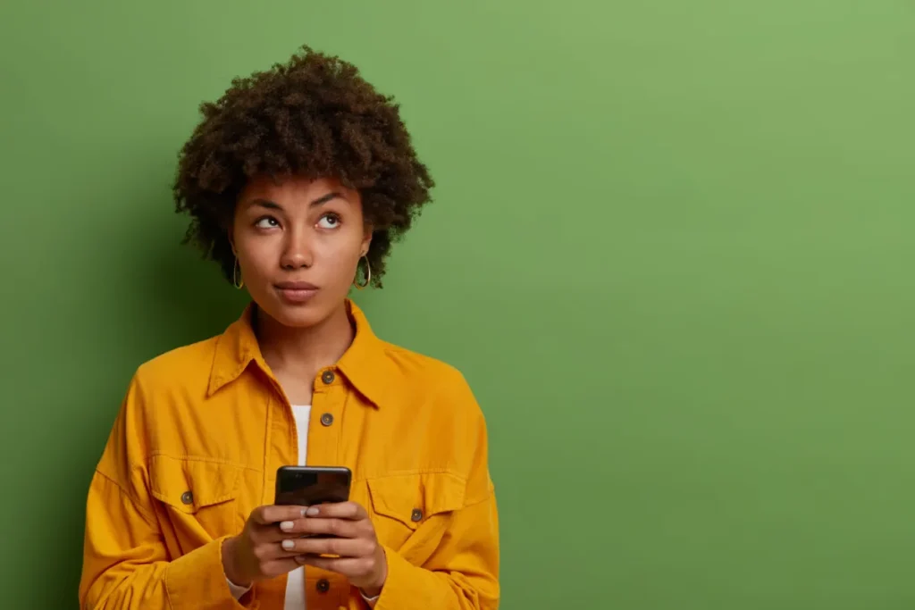 woman taking a poll on phone